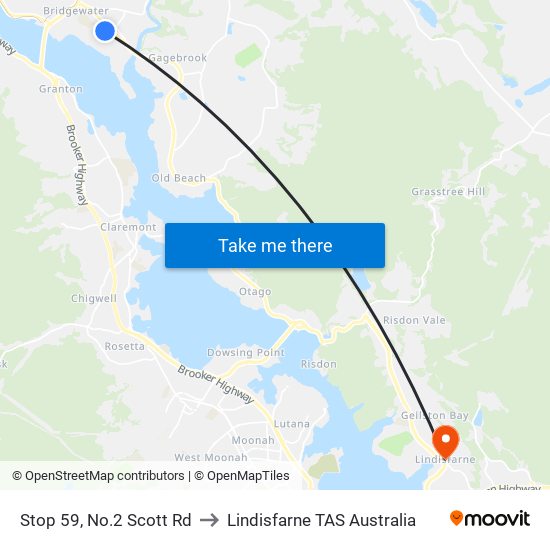 Stop 59, No.2 Scott Rd to Lindisfarne TAS Australia map