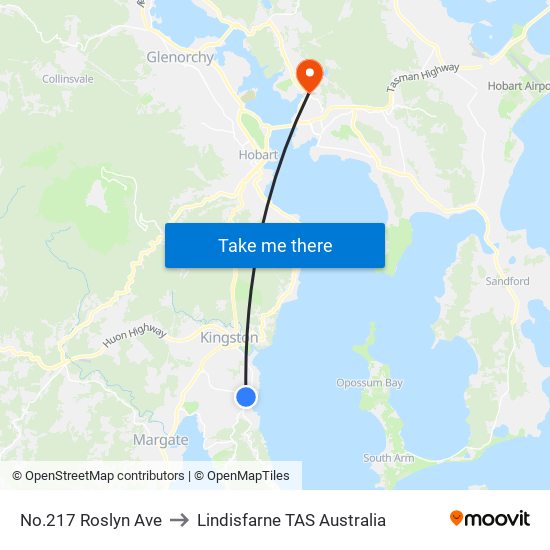 No.217 Roslyn Ave to Lindisfarne TAS Australia map