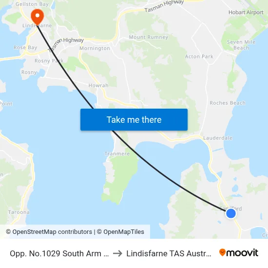 Opp. No.1029 South Arm Rd to Lindisfarne TAS Australia map