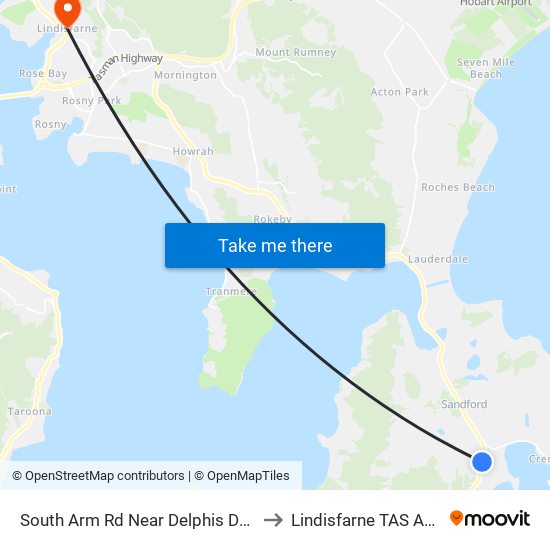 South Arm Rd Near Delphis Dr Junction to Lindisfarne TAS Australia map