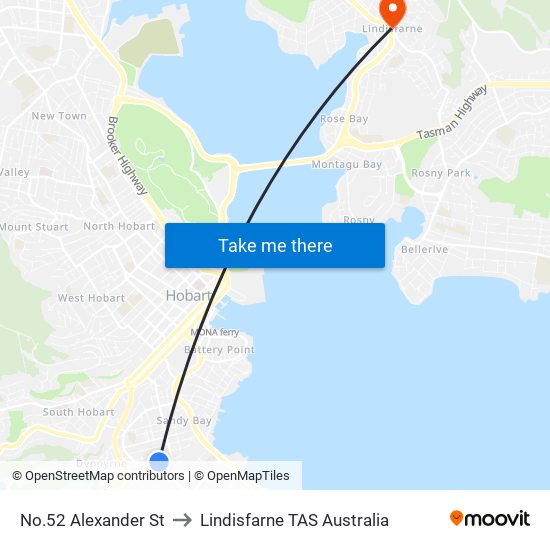 No.52 Alexander St to Lindisfarne TAS Australia map