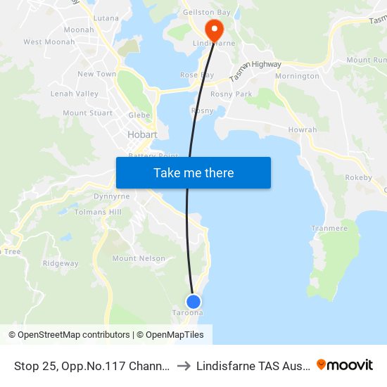 Stop 25, Opp.No.117 Channel Hwy to Lindisfarne TAS Australia map