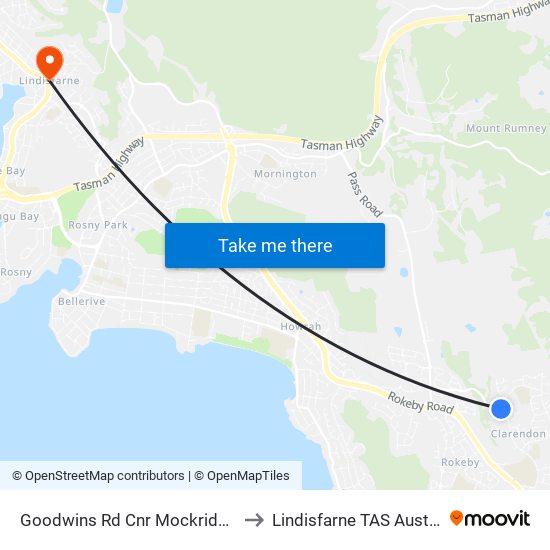 Goodwins Rd Cnr Mockridge Rd to Lindisfarne TAS Australia map