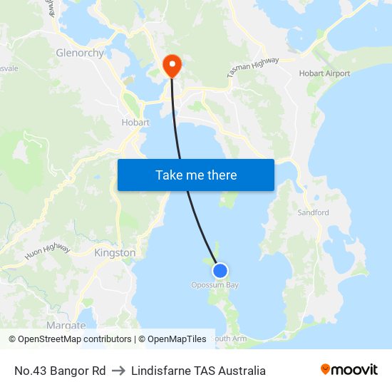 No.43 Bangor Rd to Lindisfarne TAS Australia map