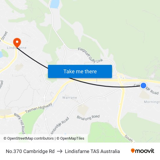 No.370 Cambridge Rd to Lindisfarne TAS Australia map