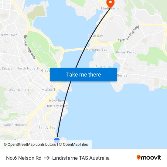 No.6 Nelson Rd to Lindisfarne TAS Australia map