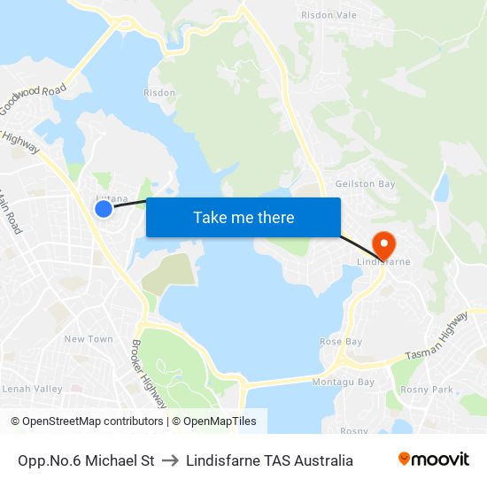 Opp.No.6 Michael St to Lindisfarne TAS Australia map