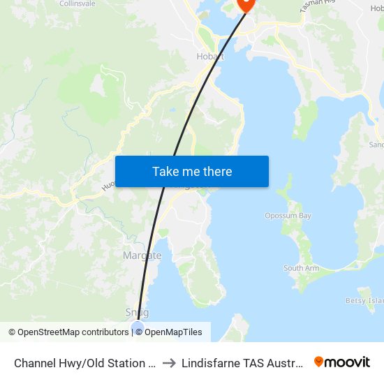 Channel Hwy/Old Station Rd to Lindisfarne TAS Australia map