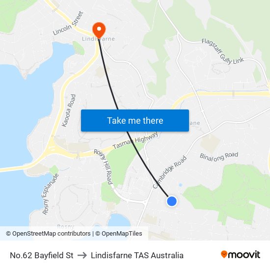 No.62 Bayfield St to Lindisfarne TAS Australia map