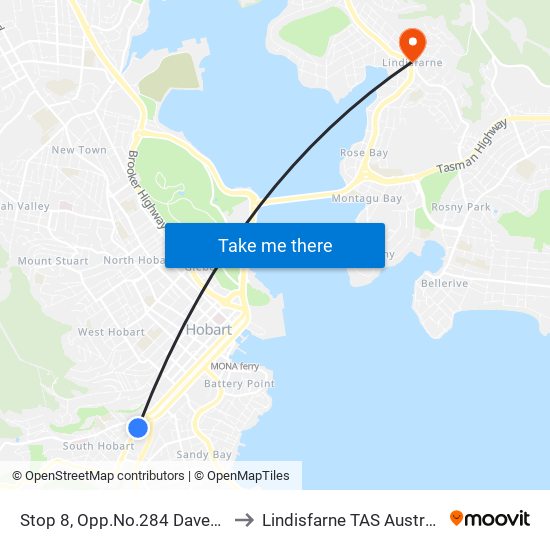 Stop 8, Opp.No.284 Davey St to Lindisfarne TAS Australia map