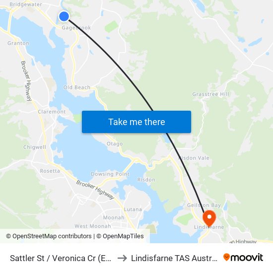 Sattler St / Veronica Cr (East) to Lindisfarne TAS Australia map