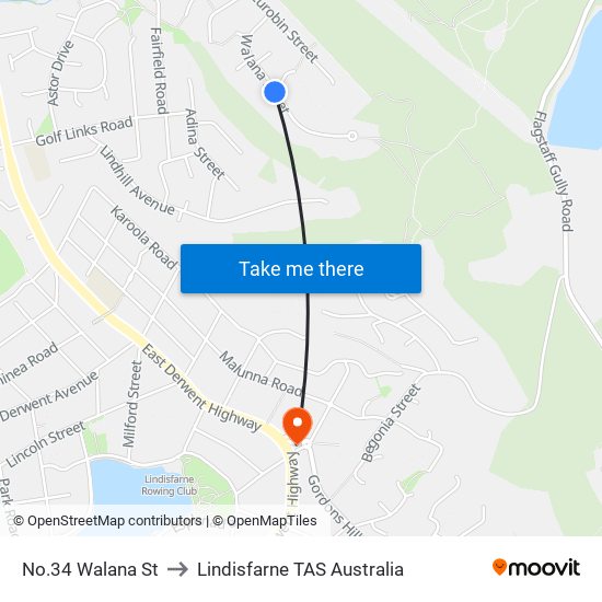 No.34 Walana St to Lindisfarne TAS Australia map