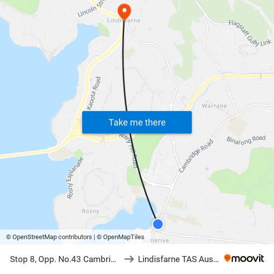 Stop 8, Opp. No.43 Cambridge Rd to Lindisfarne TAS Australia map