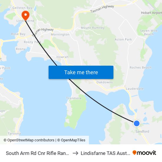 South Arm Rd Cnr Rifle Range Rd to Lindisfarne TAS Australia map