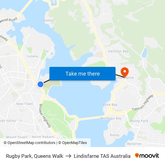 Rugby Park, Queens Walk to Lindisfarne TAS Australia map