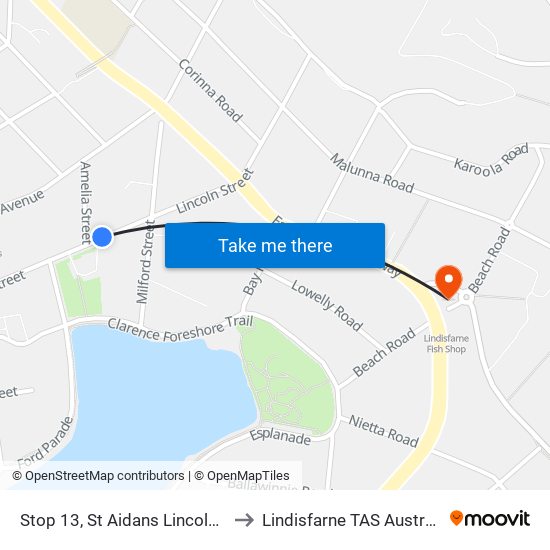 Stop 13, St Aidans Lincoln St to Lindisfarne TAS Australia map