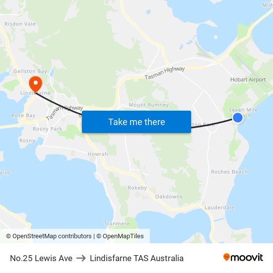 No.25 Lewis Ave to Lindisfarne TAS Australia map