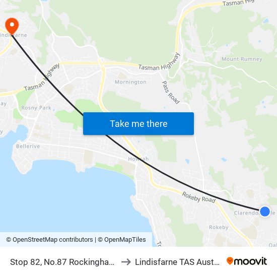 Stop 82, No.87 Rockingham Dr to Lindisfarne TAS Australia map