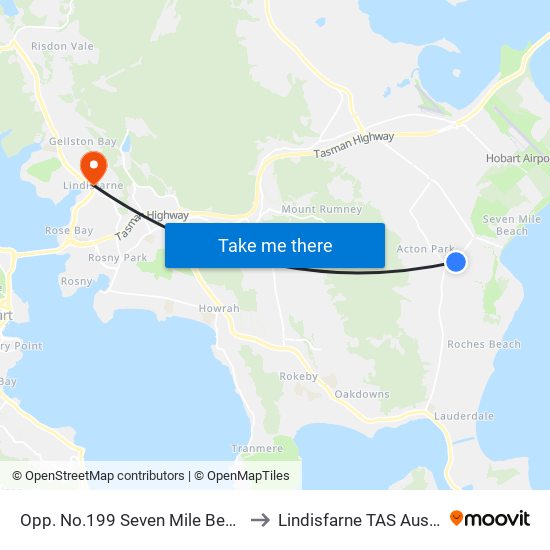 Opp. No.199 Seven Mile Beach Rd to Lindisfarne TAS Australia map