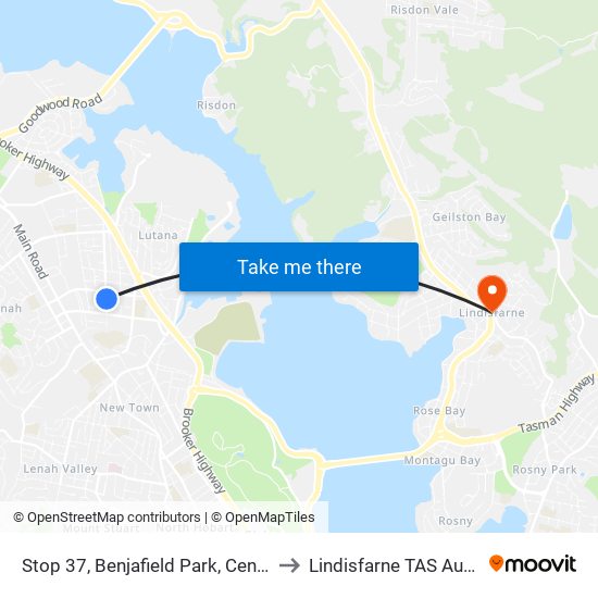 Stop 37, Benjafield Park, Central Ave to Lindisfarne TAS Australia map