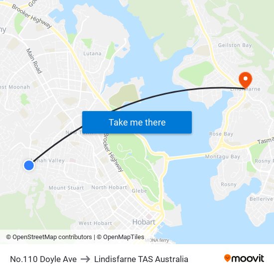 No.110 Doyle Ave to Lindisfarne TAS Australia map