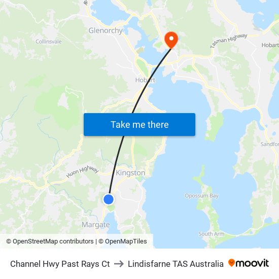 Channel Hwy Past Rays Ct to Lindisfarne TAS Australia map