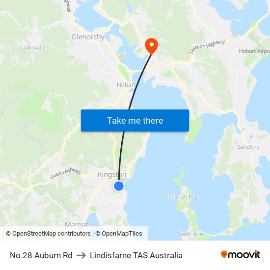 No.28 Auburn Rd to Lindisfarne TAS Australia map