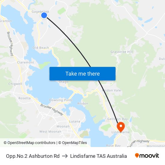 Opp.No.2 Ashburton Rd to Lindisfarne TAS Australia map