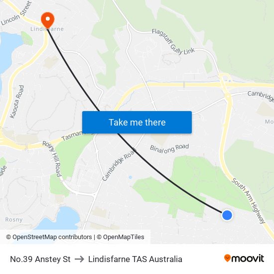 No.39 Anstey St to Lindisfarne TAS Australia map