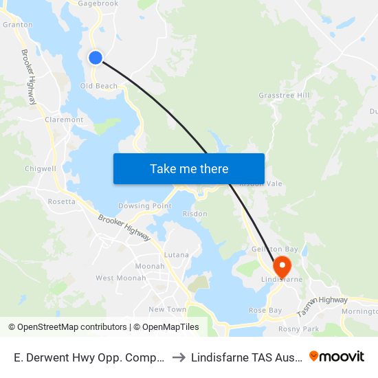 E. Derwent Hwy Opp. Compton Rd to Lindisfarne TAS Australia map