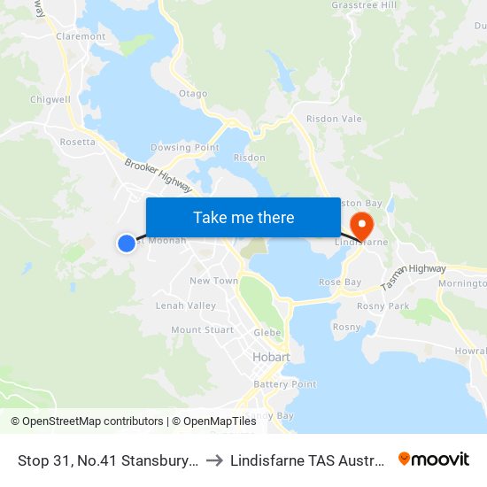 Stop 31, No.41 Stansbury St to Lindisfarne TAS Australia map