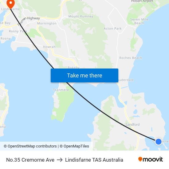 No.35 Cremorne Ave to Lindisfarne TAS Australia map