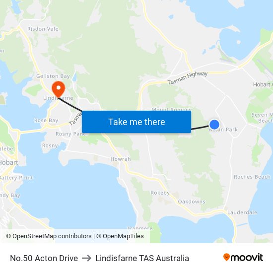 No.50 Acton Drive to Lindisfarne TAS Australia map