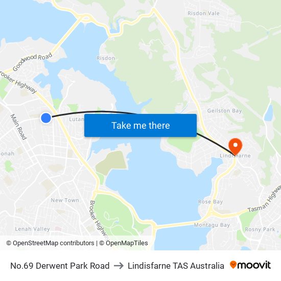 No.69 Derwent Park Road to Lindisfarne TAS Australia map