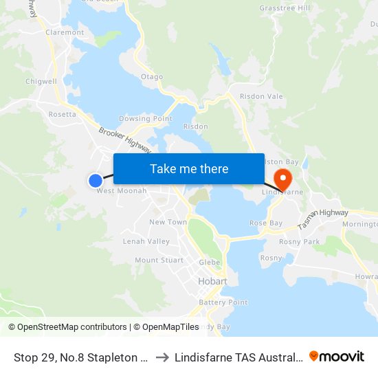 Stop 29, No.8 Stapleton St to Lindisfarne TAS Australia map