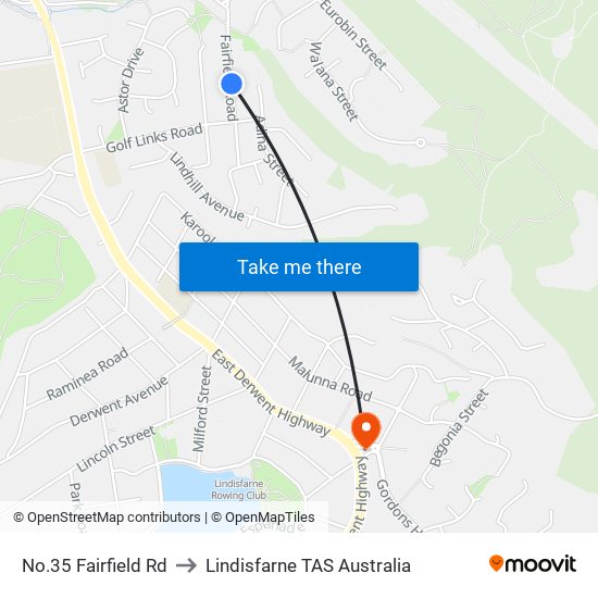 No.35 Fairfield Rd to Lindisfarne TAS Australia map