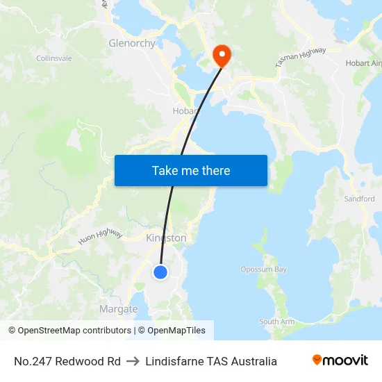 No.247 Redwood Rd to Lindisfarne TAS Australia map