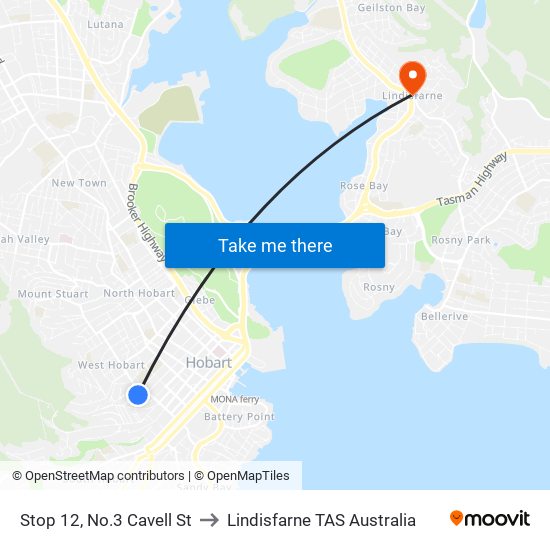 Stop 12, No.3 Cavell St to Lindisfarne TAS Australia map