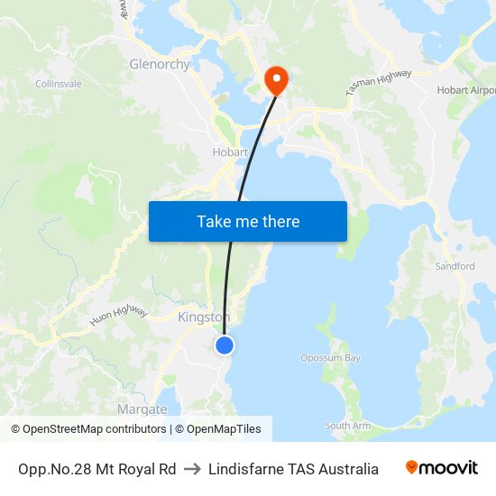 Opp.No.28 Mt Royal Rd to Lindisfarne TAS Australia map