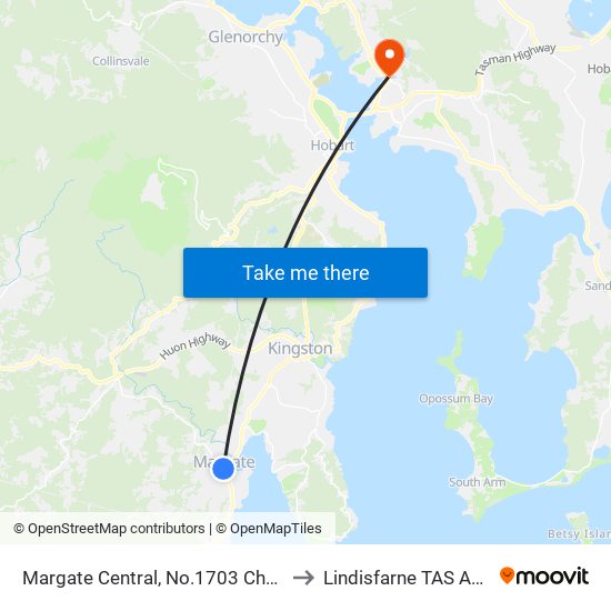 Margate Central, No.1703 Channel Hwy to Lindisfarne TAS Australia map