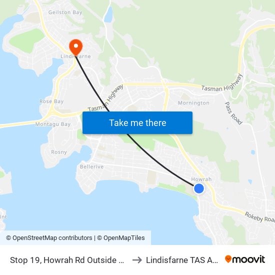 Stop 19, Howrah Rd Outside Howrah Ps to Lindisfarne TAS Australia map