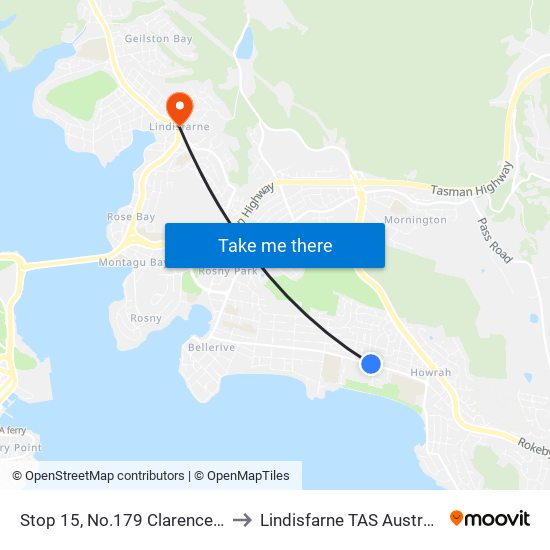 Stop 15, No.179 Clarence St to Lindisfarne TAS Australia map