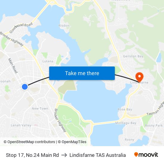Stop 17, No.24 Main Rd to Lindisfarne TAS Australia map