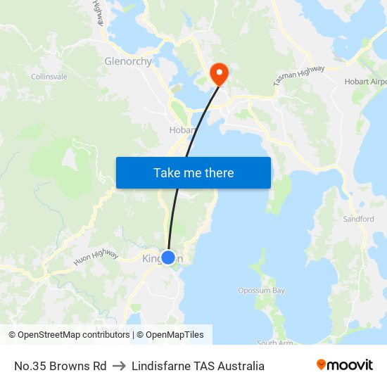 No.35 Browns Rd to Lindisfarne TAS Australia map