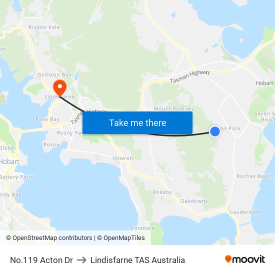 No.119 Acton Dr to Lindisfarne TAS Australia map