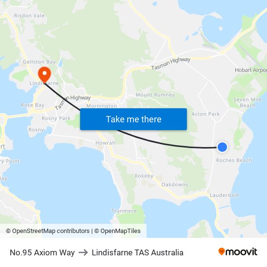 No.95 Axiom Way to Lindisfarne TAS Australia map