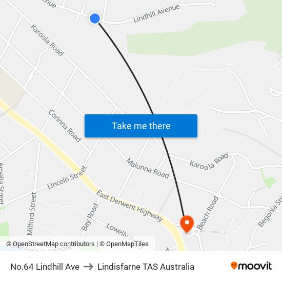 No.64 Lindhill Ave to Lindisfarne TAS Australia map