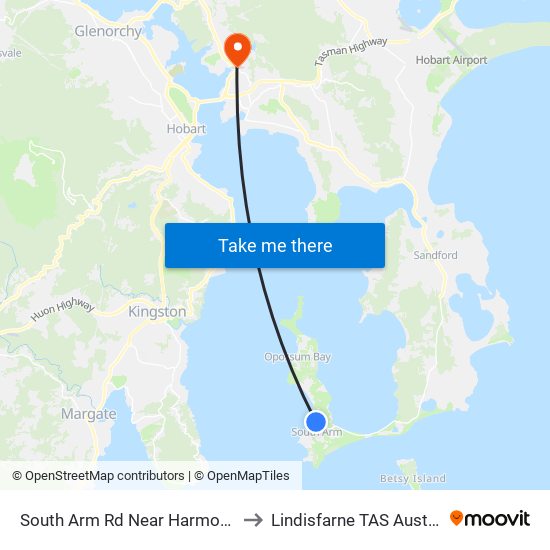 South Arm Rd Near Harmony Ln to Lindisfarne TAS Australia map