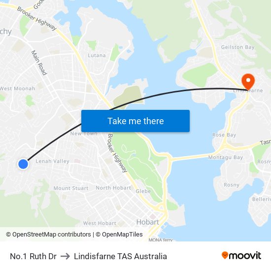No.1 Ruth Dr to Lindisfarne TAS Australia map