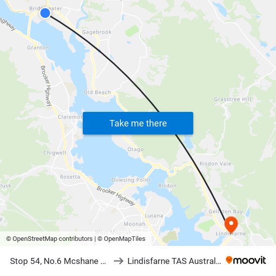 Stop 54, No.6 Mcshane Rd to Lindisfarne TAS Australia map